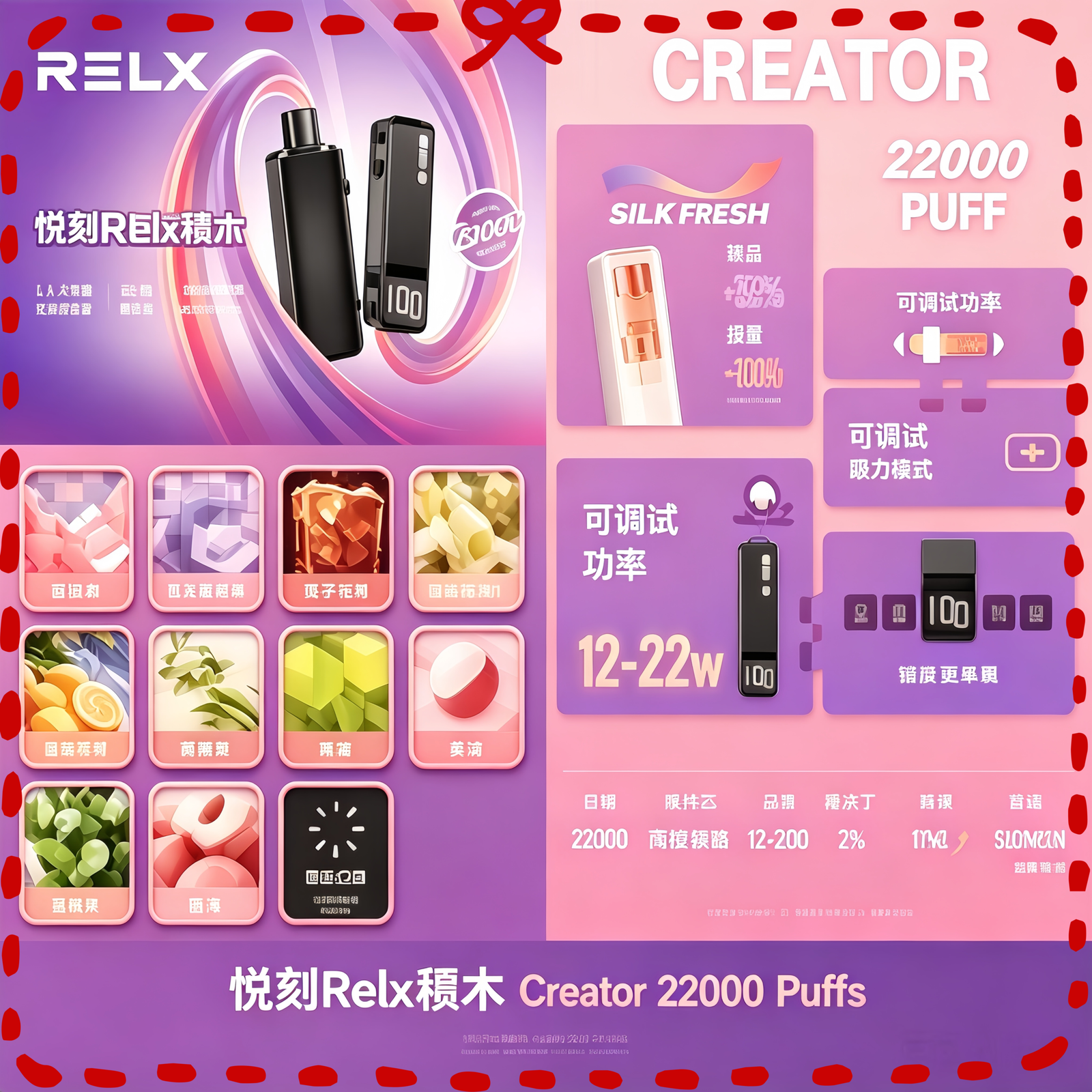 悅刻Relx積木Creator 22000 Puffs 電子煙主機 多口味煙彈套組