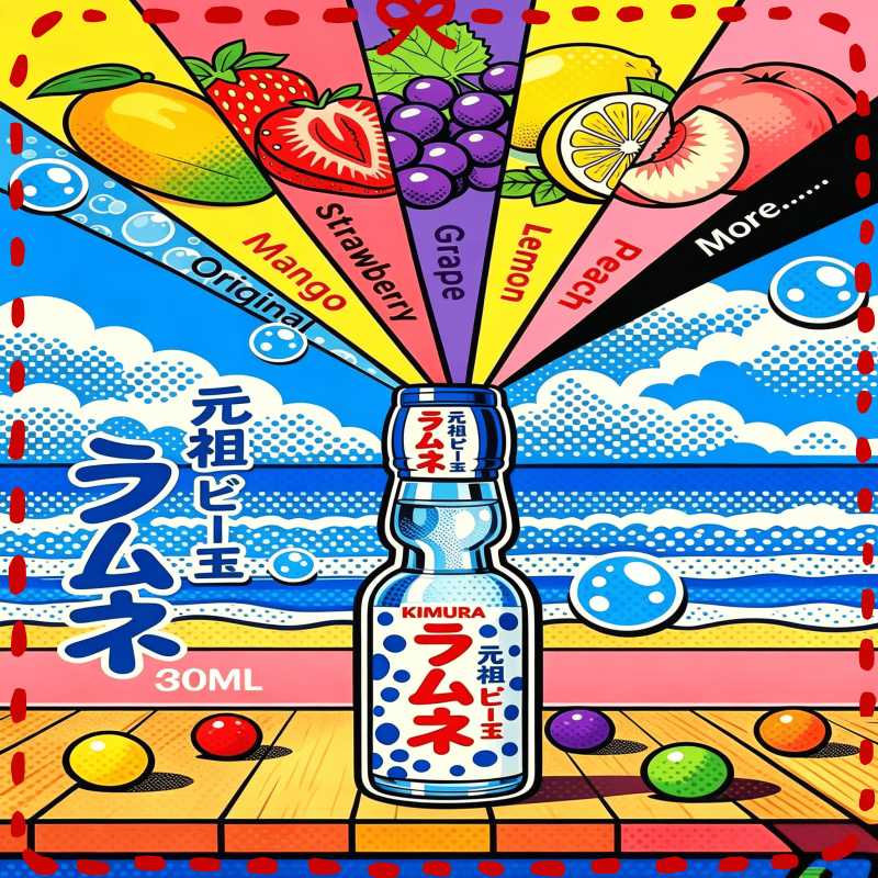 元祖汽水彈珠汽水風味煙油,日系波子汽水多種水果風味開放式煙油,清爽冰感碳酸口感